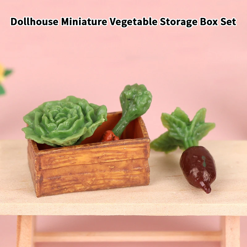Mini Gesimuleerde Groenteset met Mand voor 1/12 Poppenhuis Keuken Decor Poppenhuis Accessoires Fantasiespel Speelgoed voor Kinderen