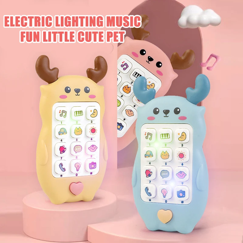 Telefone eletrônico com voz musical para bebê, brinquedo mordedor bonito, máquina de aprendizado educacional precoce, presentes de celular para crianças