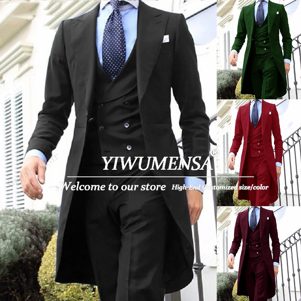 

Burgundy Wedding Tuxedos Formal Smoking Business Men Suits Custom Made 3 Pieces Man Blazer Masculino Traje De Novio Para Boda