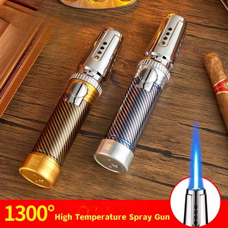 1300℃ Spray Gun Turbo Metal Jet Blue Flame Butane Gas Lighter Kitchen Cooking Smoking Accessories Windproof BBQ Cigar Lighters