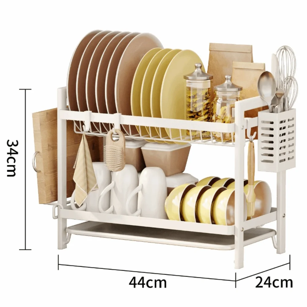 

Новая сушилка для посуды большого размера, прочная железная художественная кухонная сливная доска, компактная двухуровневая полка для посуды для домашнего использования