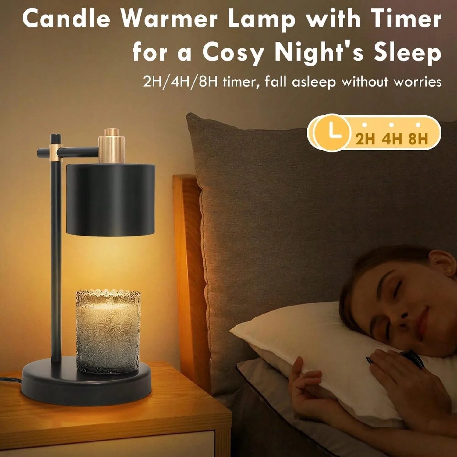 

Candle Warmer Lamp Electric Candle Lamp Warmer Gifts for Mom Women House Warming New Home Bedroom Decor Dimmable with 2 Bulbs