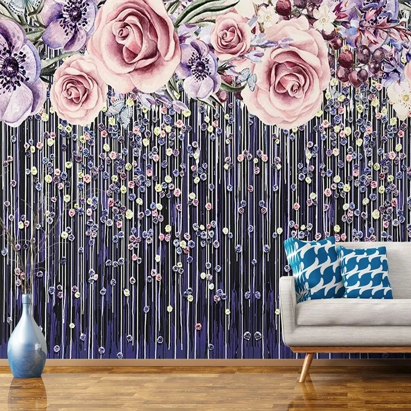 Custom 3D Wallpaper Modern Hand-Painted Flower Rose Mural Wedding House Romantic Living room TV background bedroom restaurant 8d