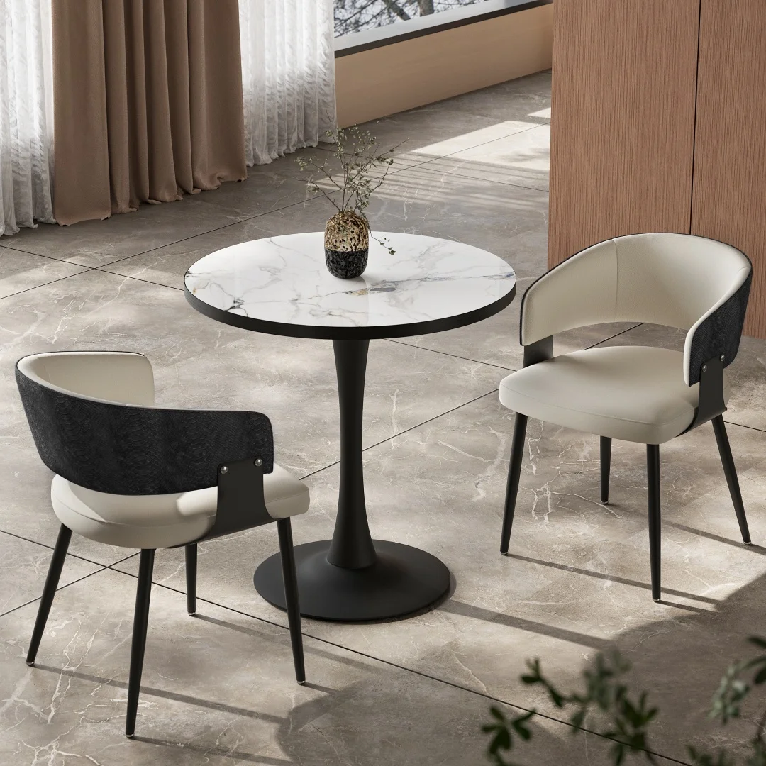 Comfortable Crocodile-Textured Microfiber Leather Dining Chair,Padded Wide Seat Upholstered Leisure Chair for Kitchen Restaurant Home