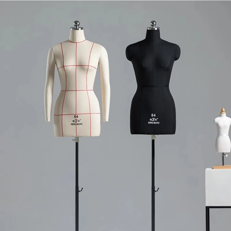 Sewing Female Tailor Model Mannequin Body For Clothes Design, Bust Dress Form Stand Metal Base Can Pin