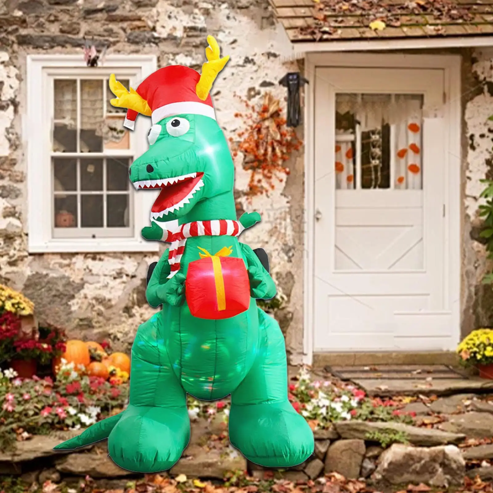 8ft Christmas Inflatables Dinosaur Outdoor Decorations for New Year US Plug