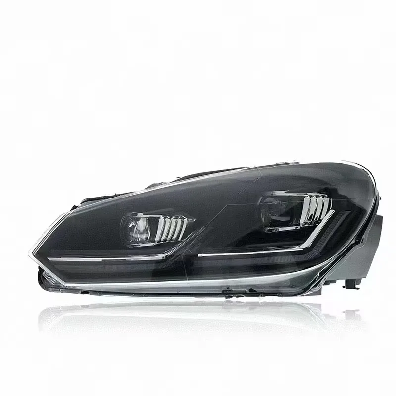 6 MK6 2008-2013 LED Headlight with Silver Trim Strip Plug and Play Auto Lamp New Condition Headlights