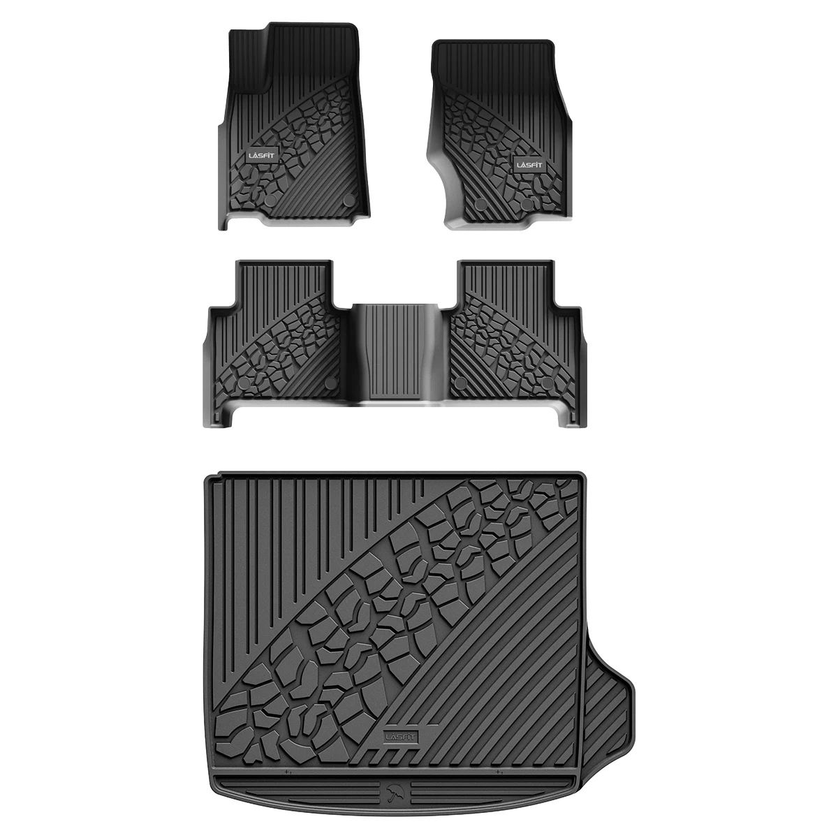 

LASFIT Floor Mats fit for Jeep Grand Cherokee Two-Row 2022-2025 1st and 2nd Row Custom All Weather TPE Material Car Liners