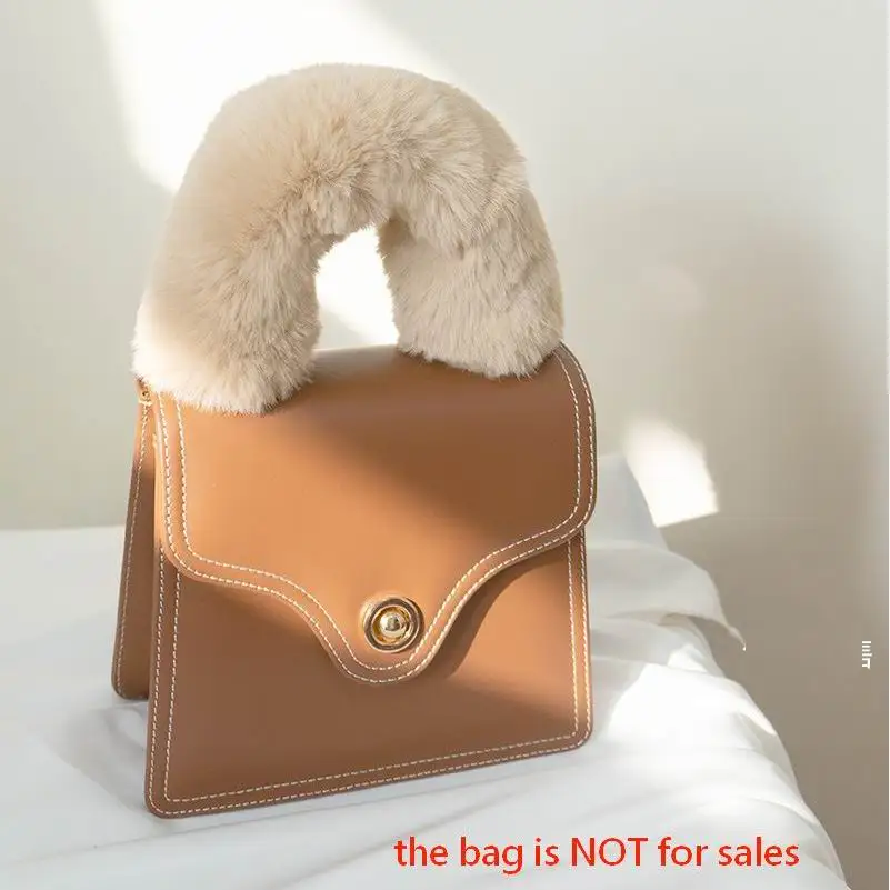 

26CM Replacement With Magnet Bag Strap Faux Rabbit Fur Handbag Shoulder Straps Handle Wrap For Women Belts Winter R64