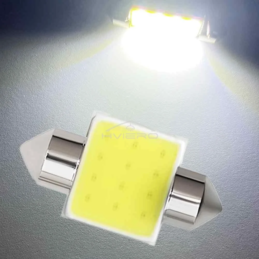 10X Trắng Cob Festoon Mái Vòm Đèn Đèn Đọc Sách 31Mm 36Mm 39Mm 42Mm C5W C10W Tự Động Đèn Led cửa Đèn Dự Phòng Bóng Đèn Đuôi Bóng Đèn 12V