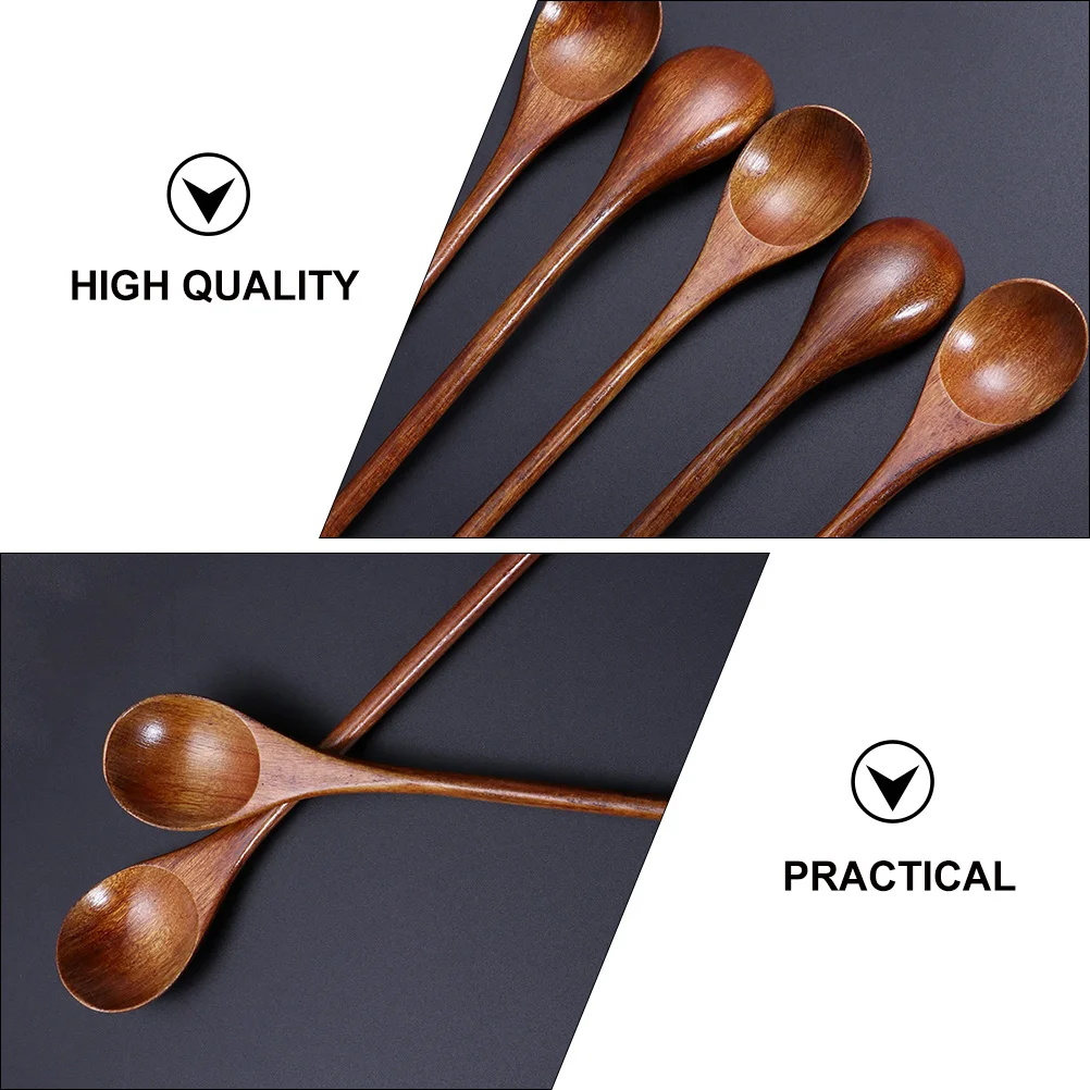 

6 Pcs Stirring Spoons Smooth Honey Spoon Safe Wood Soup Spoons Use Flat Tableware Set Kitchen Bar Utensils