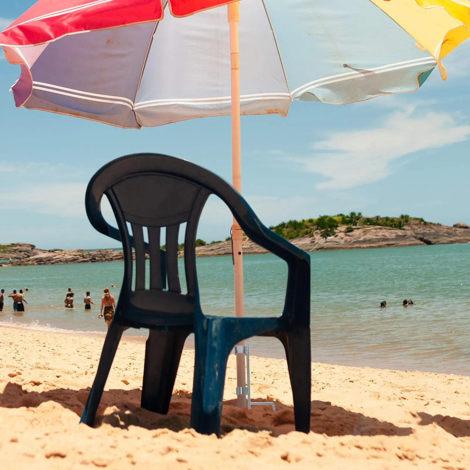 Outdoor Umbrella Holder Strong Steel Pole Fixer Easy Install Comfortable Grip Sand Anchor Stakes Ground Stand Umbrella Holder