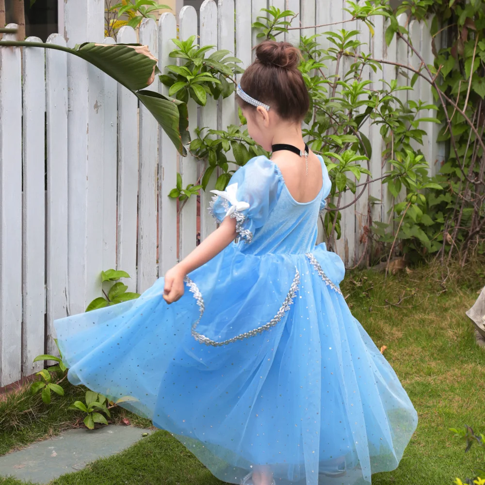 Vestido de princesa con lentejuelas hinchadas para niña, vestido de tul para boda, fiesta de cumpleaños, desfile de belleza, vestidos de baile de rendimiento, nuevo