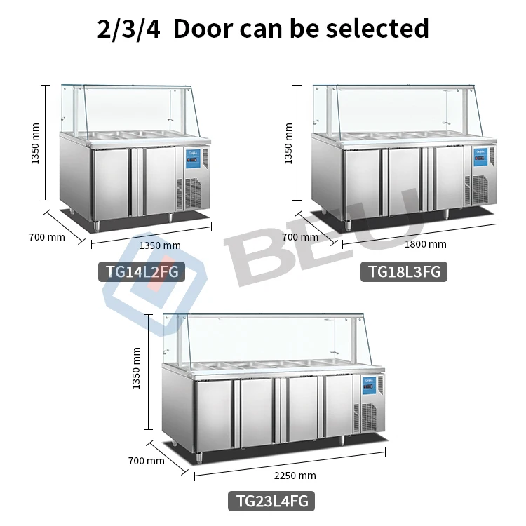 Custom Customize Workbench Refrigerator Counter Top Salad Professional Salad Prep Table Refrigerated Counter Salad bar Equipment