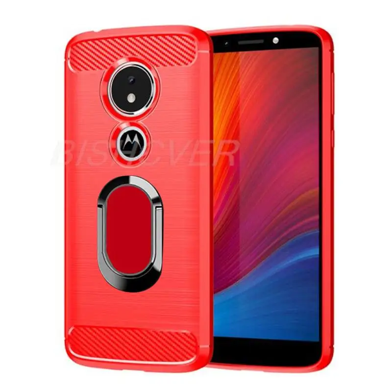 Motorola Moto G7 E5 Plus Brushed Carbon Fiber Silicone Shockproof Case For Moto Z2 Force Z3 Z4 Play Magnetic Stand Cover