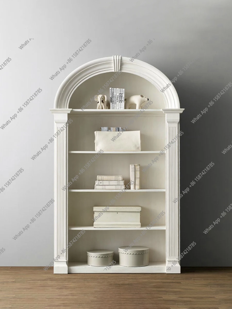 

American solid wood bookcase bookshelf white floor display cabinet shelf storage cabinet bookcase customization