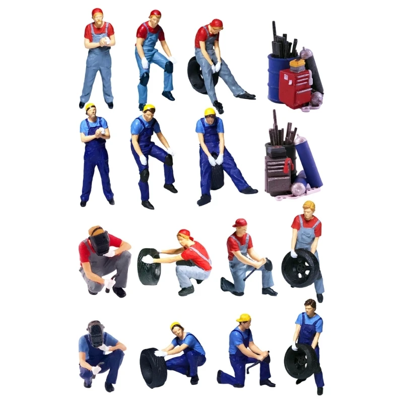 U2JC Realistic Repairman Figure Model for Architectural Displays Dioramas Props