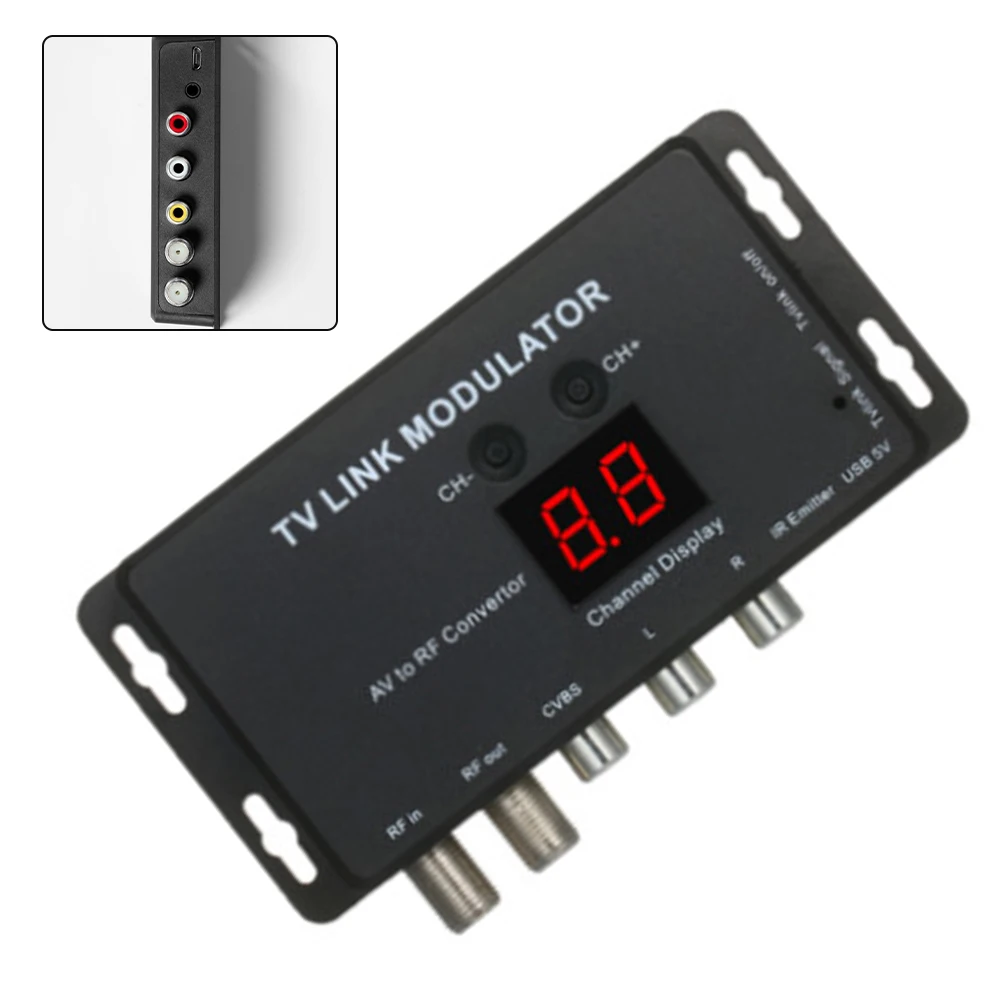 TM70 UHF TV Link Modulator AV To RF Converter With Channel Display IR Extender For For PAL NTSC Set Top Box Signal Conditioning