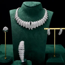 Conjunto de collar nupcial elegante de lujo para mujer, joyería de boda de circonita cúbica, accesorios de fiesta para novias africanas, regalo, 16608