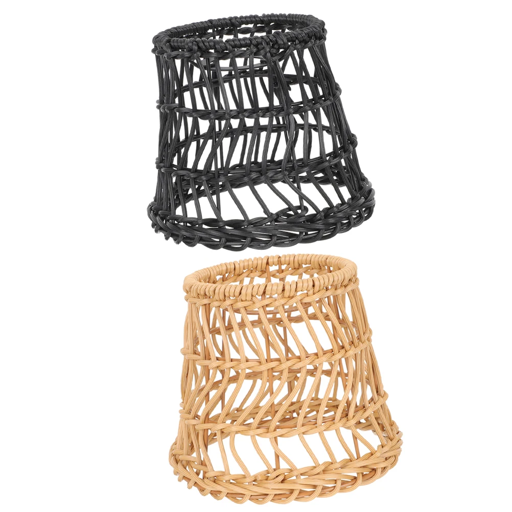 

2 Pcs Rattan Lampshade Woven Plastic Lamp Shades Decorative Chandelier Cover Tea Room Bar Restaurant Living Room