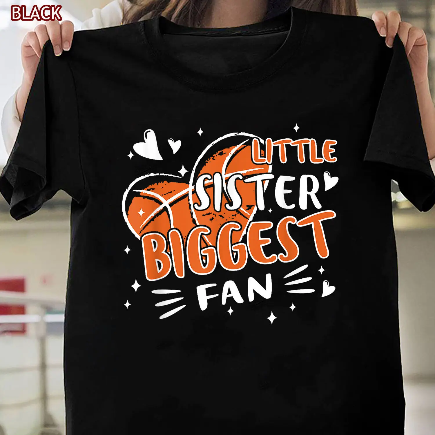 Funny Little Sister Biggest Fan Basketball Lovers Fans Girls T-Shirt Birthday