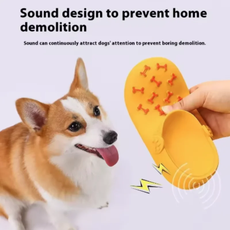 Indoor/Outdoor Dog Chew Toy Sound Latex Slippers Shape Teeth Cleaning Training Play for Small Medium Large Dogs & Puppies view 2