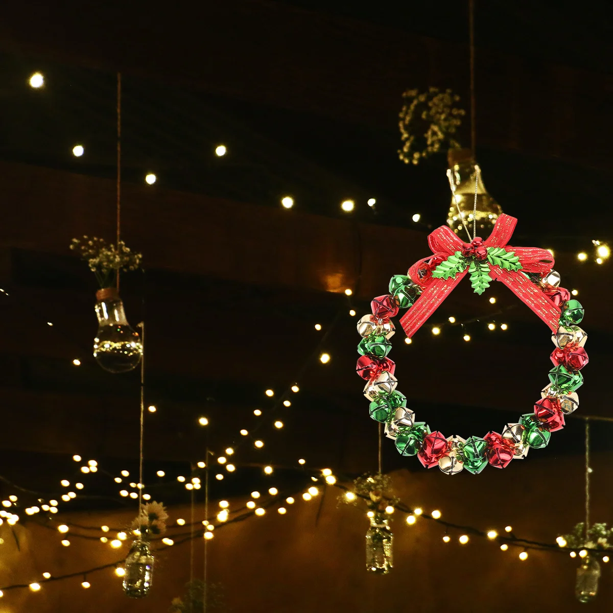 

1Pcs Christmas Bell Wreath Beautiful Hanging Garland Great Xmas Door Wall Decoration Festive Home Adornment Christmas Accessory