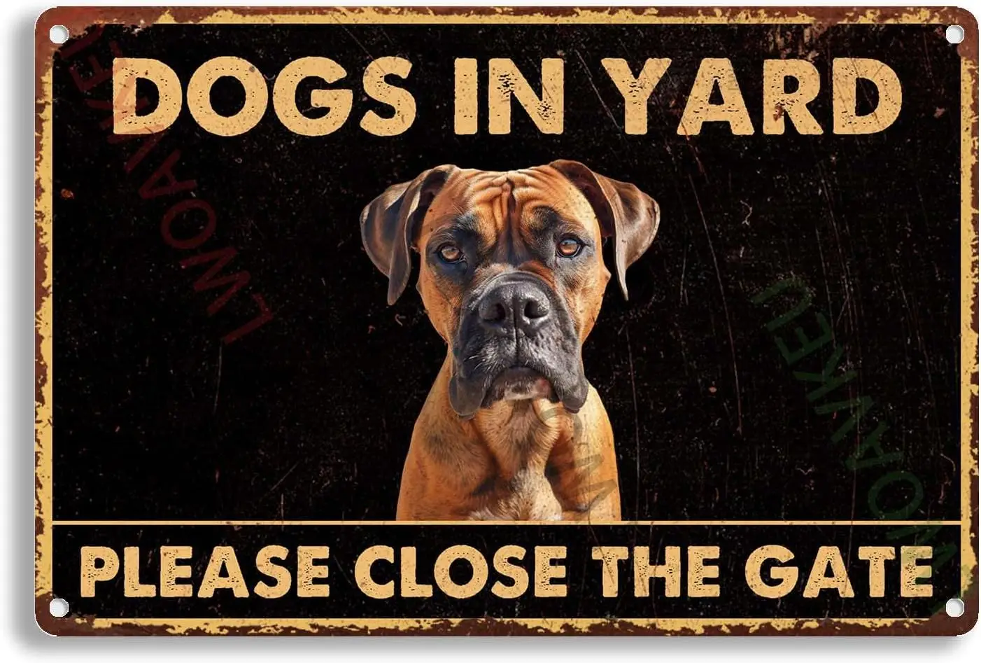 Aluminum Metal Tin Sign Dogs In Yard Please Close The Gate For Wall Decor Man Cave Bar Rustic 8.00