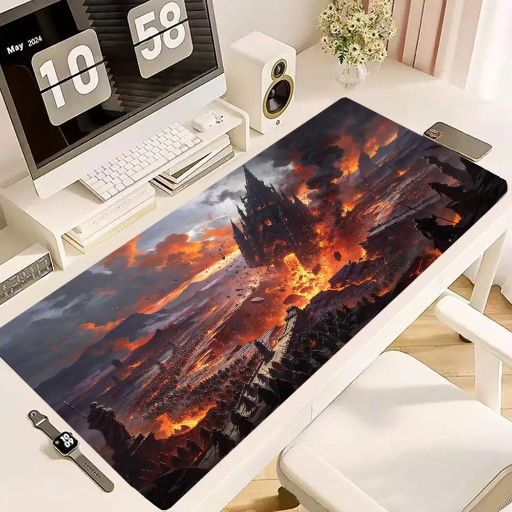 Lava Industrial Castle Fortress Table Mat Thick Rubber Base Precision Tracking For Gaming Office Decor