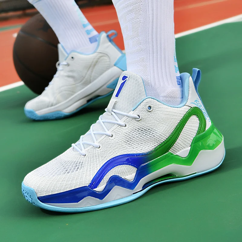 Outdoor Rebound Training Basketball Boots for Men Men Unisex Basketball Shoes Lace Up Mesh Lightweight Soft Comfortable Sneakers