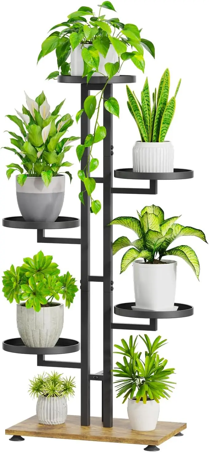

5-Tier Metal Plant Stand Indoor Outdoor, 40 Inch Tall Display Rack for Patio Living Room Garden Balcony Black
