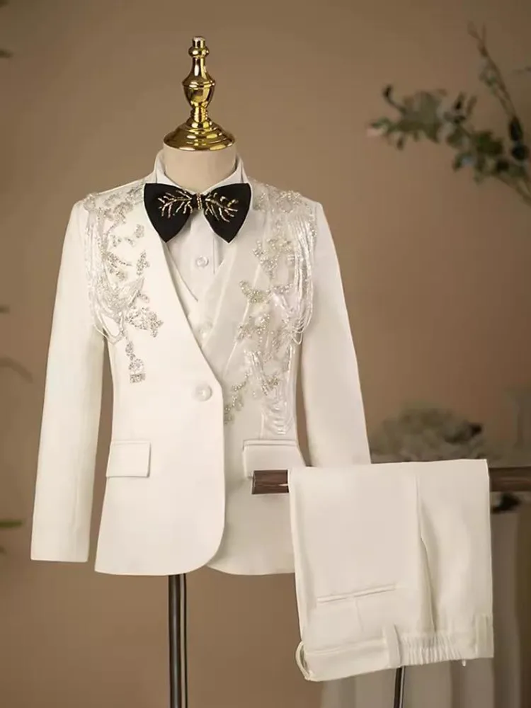 Kinder-Gastgeber-Auftrittsanzug mit Pailletten-Design, Festliches Outfit für Hochzeit, Geburtstag, Abendveranstaltungen, Blazer-Kostüm-Set für Jungen A3380 – Detail 3
