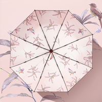 Lovely Flower Portable Sunny Umbrella 8 Ribs Compact Ultraviolet proof Women Parasol 3 Foldings Windproof Travel Rainy Umbrellas