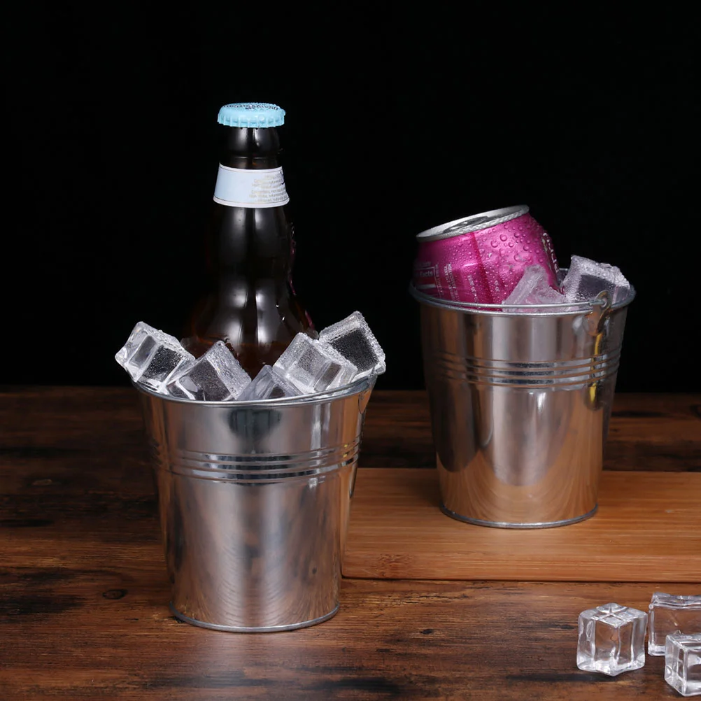 Mini Metal Buckets Small Tin Pails Ice Cubes Bucket French Fries Holder Food Container Snack Storage Cookie Bars Kitchen Dining