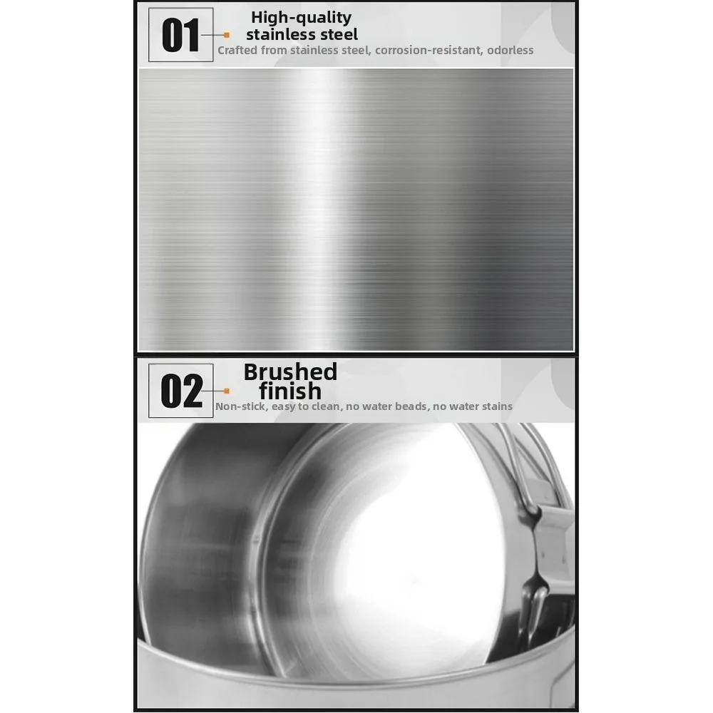 

5Pcs 304 Stainless Steel Camping Cookware Set Stackable with Storage Bag Outdoor Pot Cup Tableware Space Saving Multi-functional