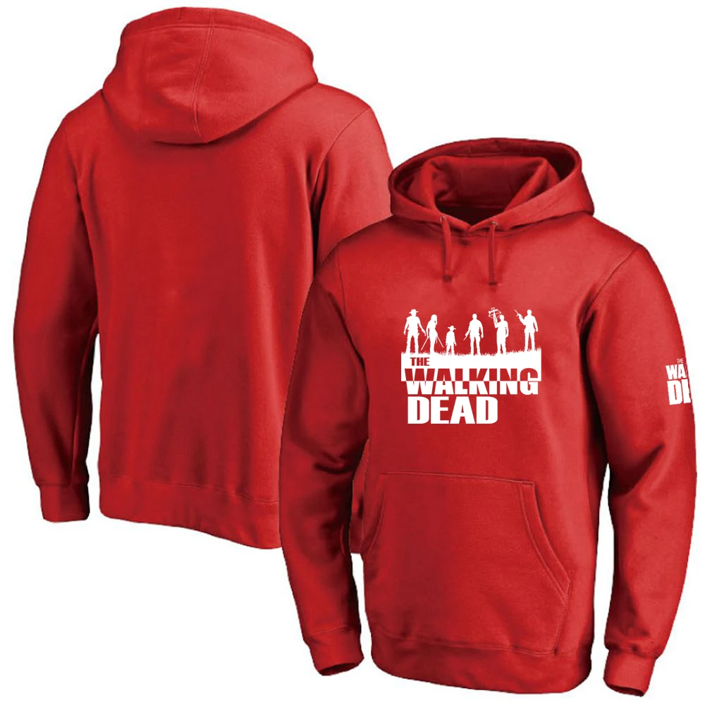 2025 printemps automne The Walking Dead imprimer populaire haute rue coton cordon sweats à capuche hommes couleur unie pull à capuche ample