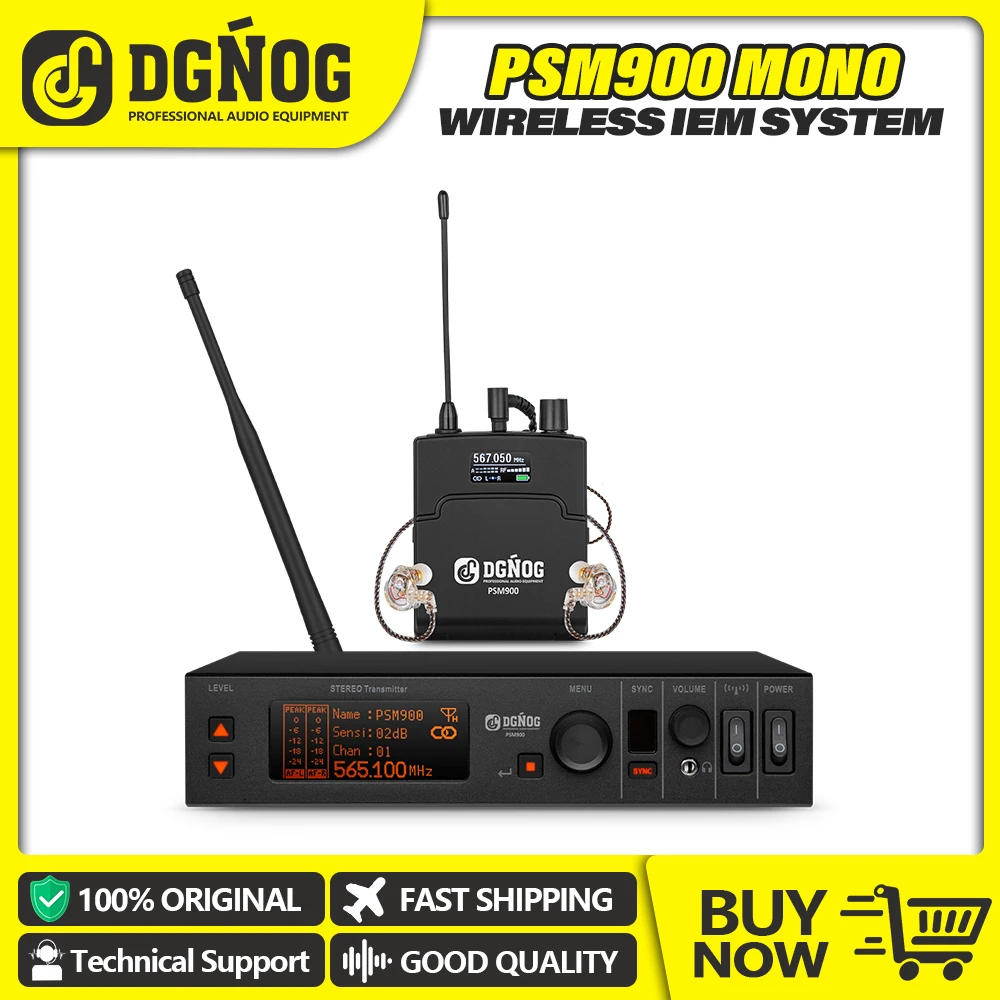 DGNOG Stereo Wireless In Ears Monitor System IEM System Mono Stereo Switching Stage Return Bodypack Receiver for DJ Stage PSM900