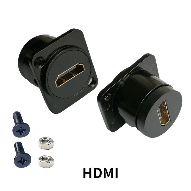 HDMI betina Ke betina sambungan bokong lurus dengan sekrup modul konektor adaptor panel tetap