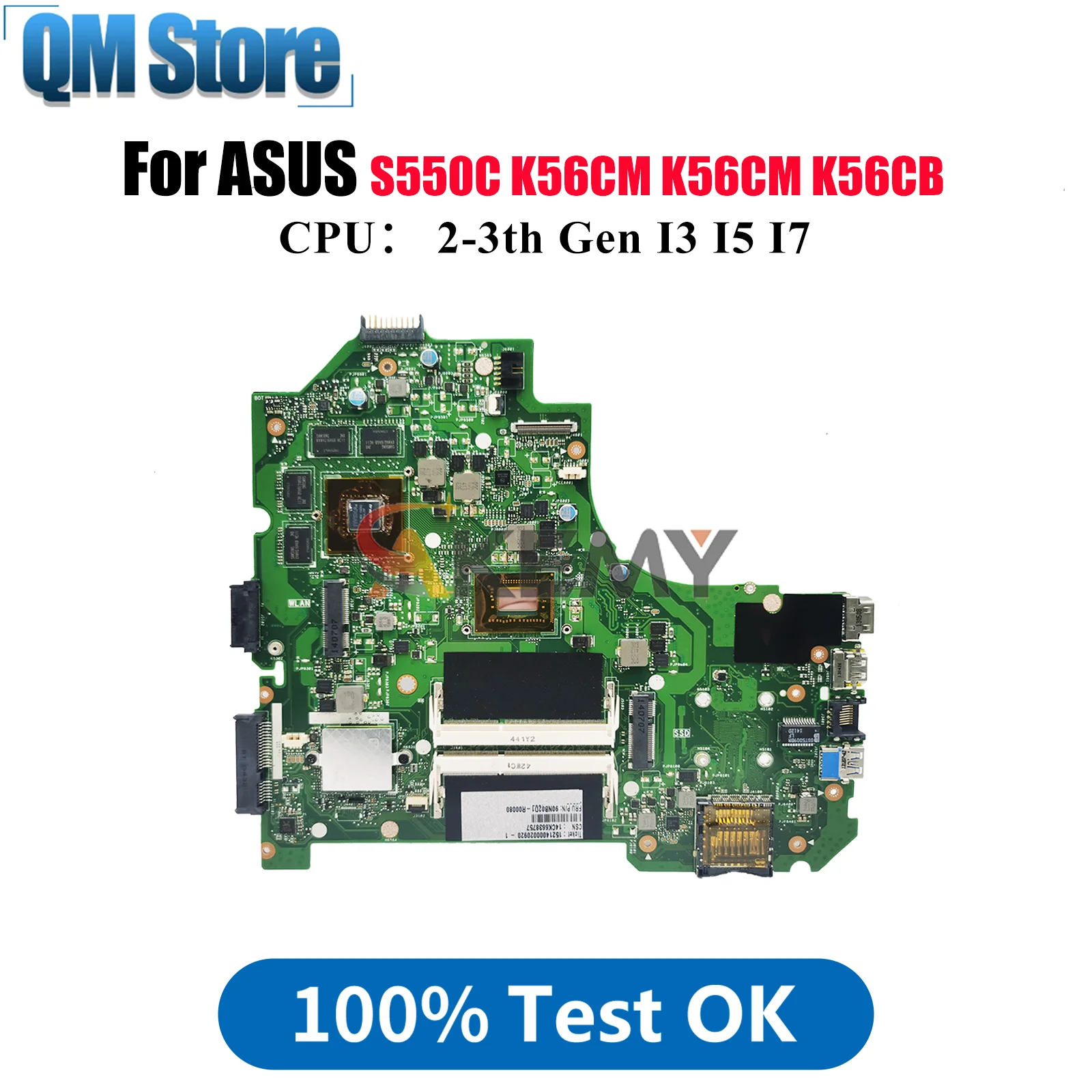 

K56CM Материнская плата для ноутбука ASUS K56CM K56CB K56CA K56C S550C Материнская плата для ноутбука с процессором I3 I5 I7 100% тестирование ОК быстрая доставка
