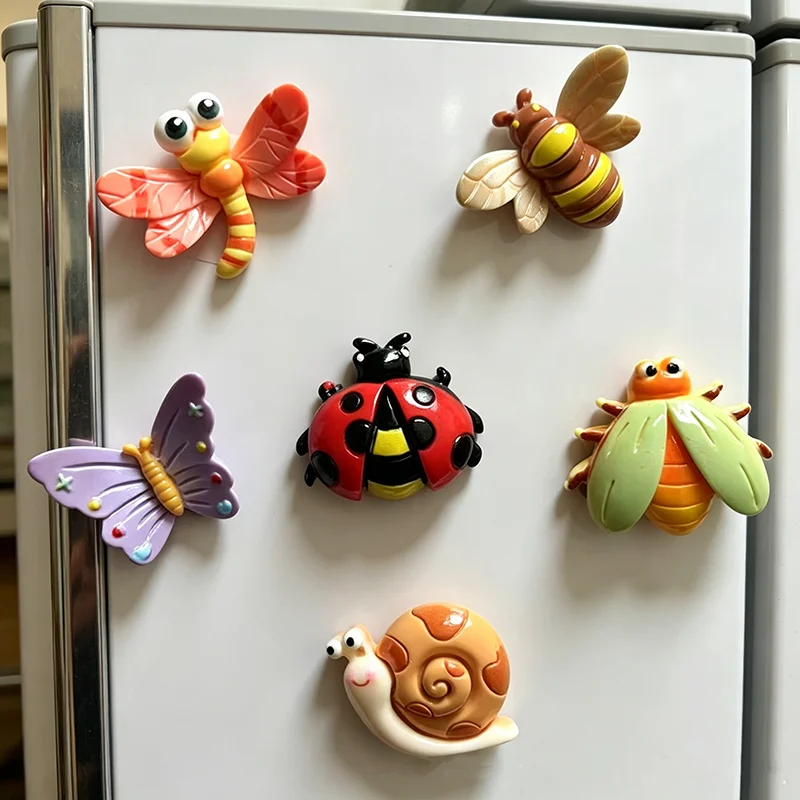 Cute Insect Resin Fridge Magnets DIY Cartoon Bug Refrigerator Stickers Home Kitchen Decorative Magnetic Ornaments