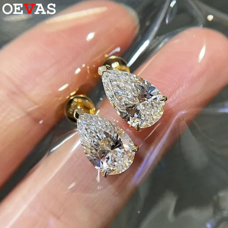 

Серьги-гвоздики OEVAS GRA с муассанитом грушевидной огранки 1-4 карата, из белого золота, для женщин, серебро S925 с покрытием из 18-каратного золота, изысканные ювелирные изделия, подарки