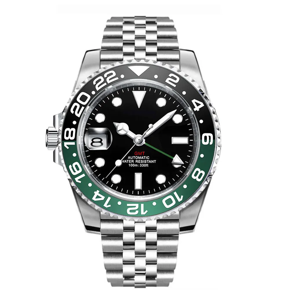 Left Crown Men Corgeut NH34 Mechanical Wristwatch Luminous GMT Watch Top Brand Sapphire Glass 10Bar Male Clock Reloj Hombre