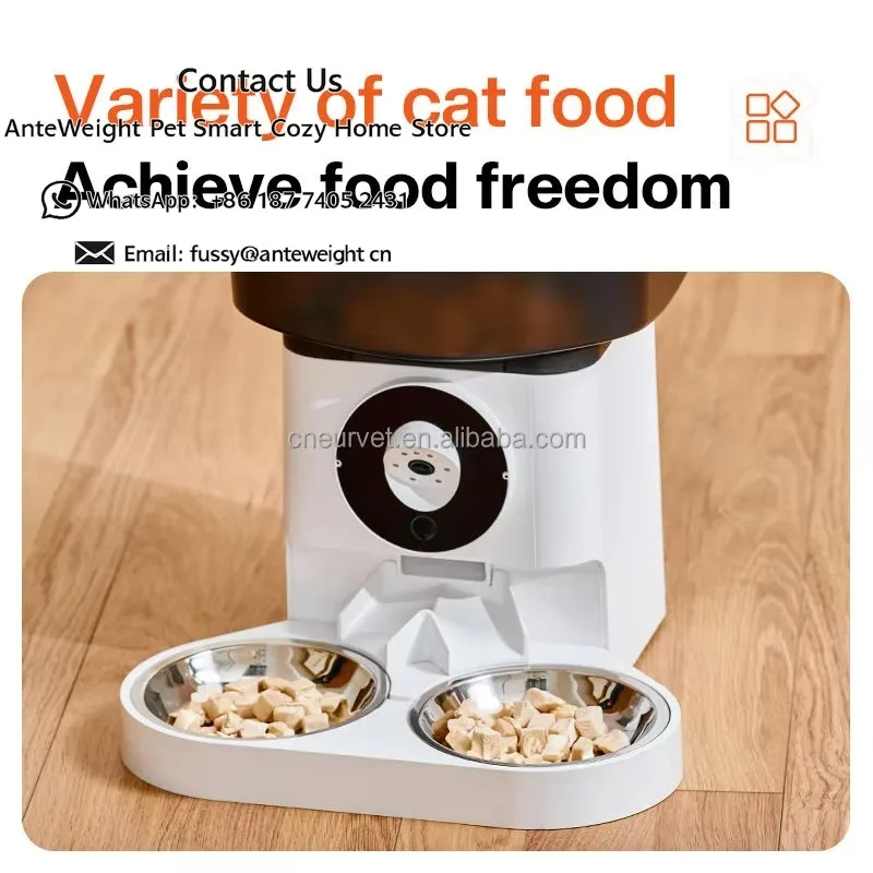 Automatic Eco-Friendly Waterproof IPX5 Plastic Pet Feeder Camera Battery Operated Indoor/Outdoor/Travel Use Small Animal
