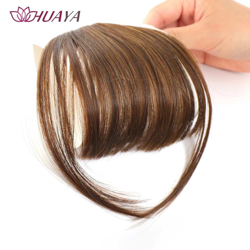 HUAYA Synthetic Air Bangs Natural Short Brown Black Fake Hair Fringe Extension Clip In Hairpieces Accessories for Women Girl