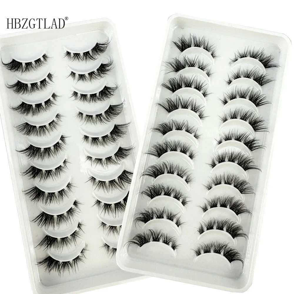 AMSDCN NEW 10Pairs Transparent Stem 3D False Eyelashes Cluster Lashes Natural Look Wispy Manga Eyelash Extensions