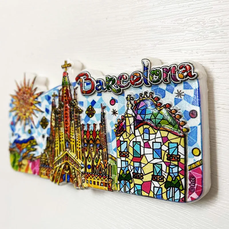 

Barcelona Travel Souvenirs Creativity - Mosaic-style Cathedral Set - Perfect Home Decor Gift Refrigerator Poster