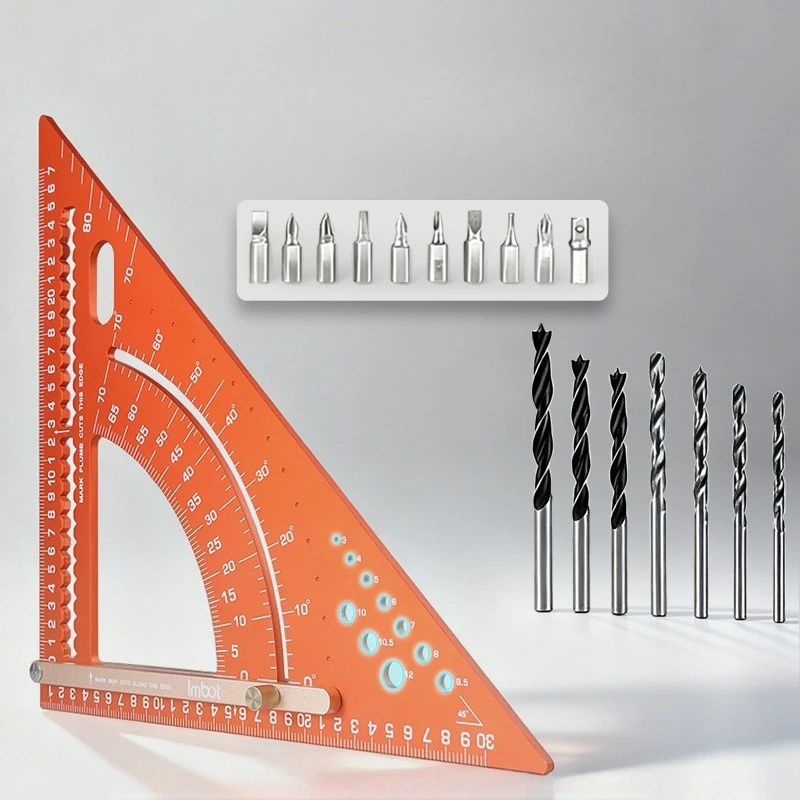 New Aluminum Alloy Triangle Ruler Precision Woodworking Tool for Angle Measuring Straight Line & Arc Marking Layout Hand Tool