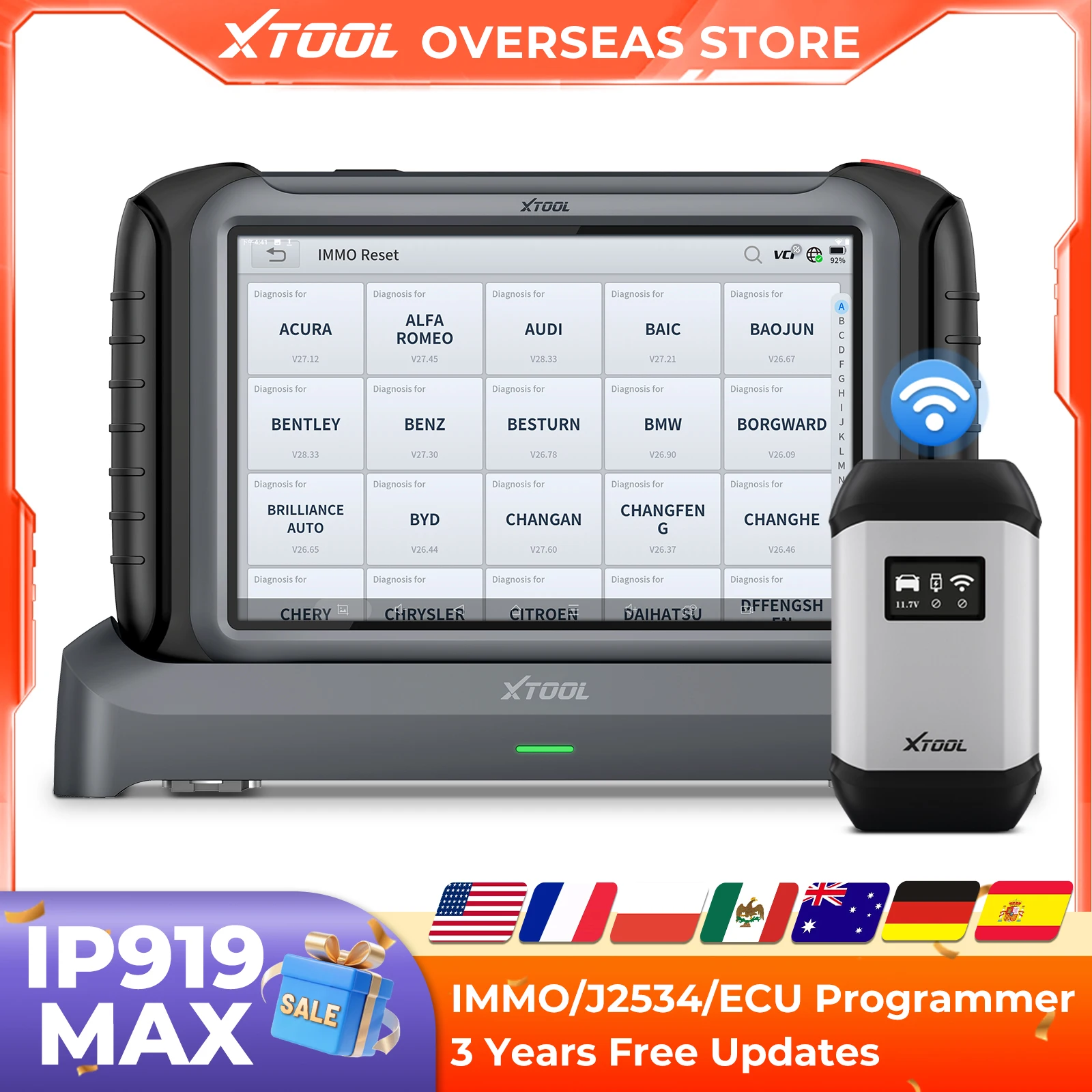 XTOOL InPlus IP919 MAX Pemindai Otomotif Bluetooth J2534 Pemrogram ECU Alat Diagnostik Mobil IMMO dengan Topologi FCA CANFD DOIP