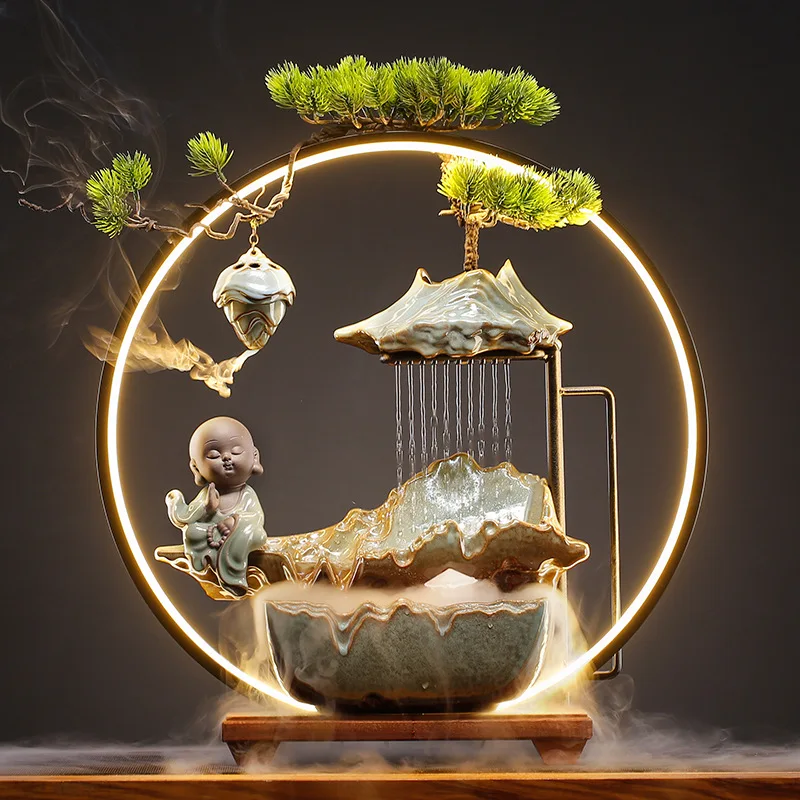 Zen flowing water ornament living room office desktop creative home decoration housewarming opening gift