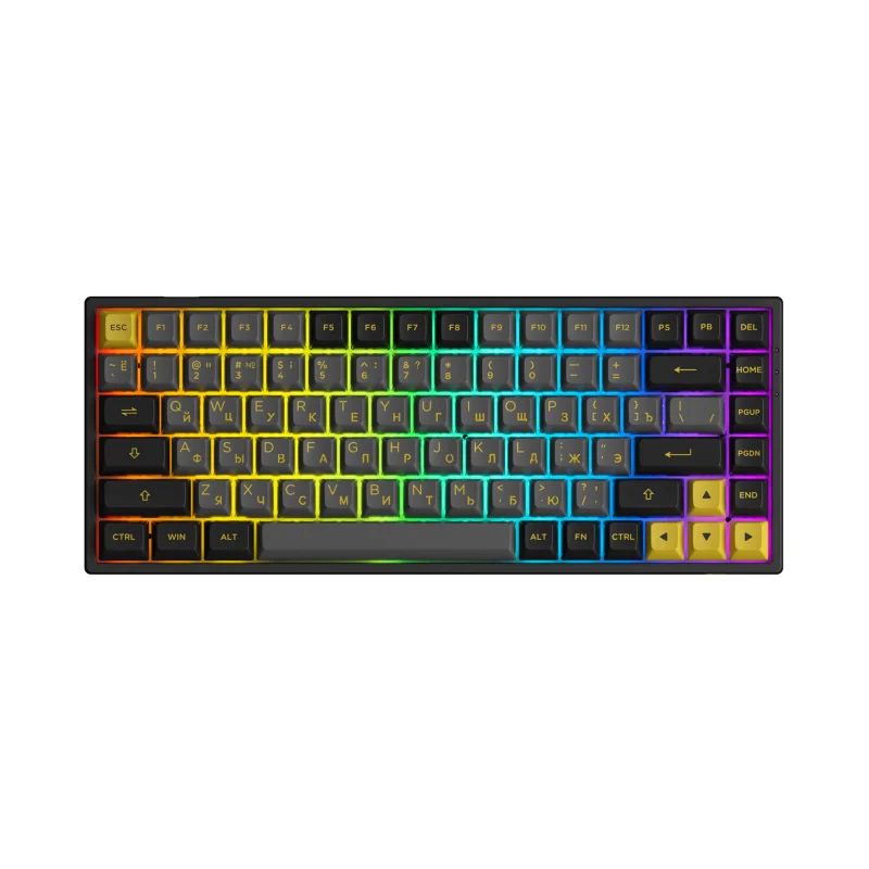 

Akko 3084B Plus черно-Золотая Беспроводная Механическая игровая клавиатура RGB с горячей заменой 84 клавишами, многорежимная с русскими буквами ASA